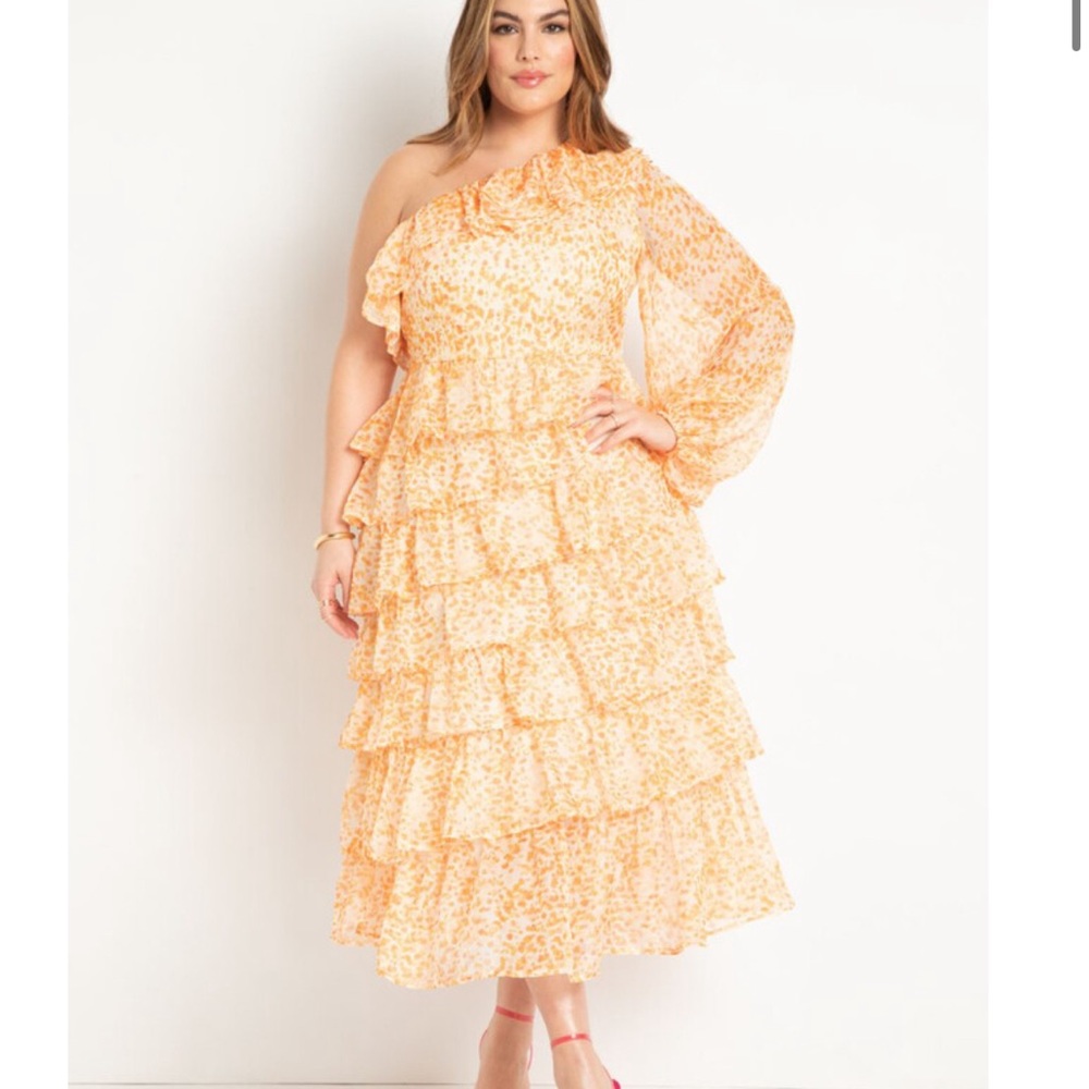 Eloquii Chiffon Ruffle Dress